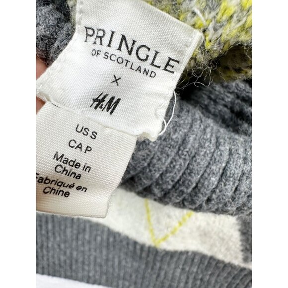 PRINGLE Of Scotland X H&M Argyle Oversize Turtleneck Sweater Size S Womens White - Picture 2 of 8